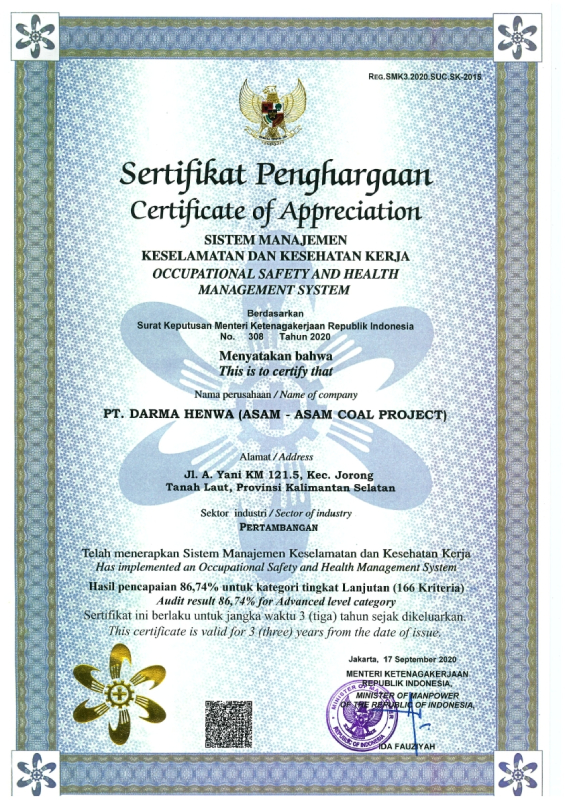 Sistem Manajemen Keselamatan dan Kesehatan Kerja - Asam Asam Coal Project