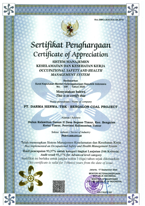 Sistem Manajemen Keselamatan dan Kesehatan Kerja - Bengalon Coal Project